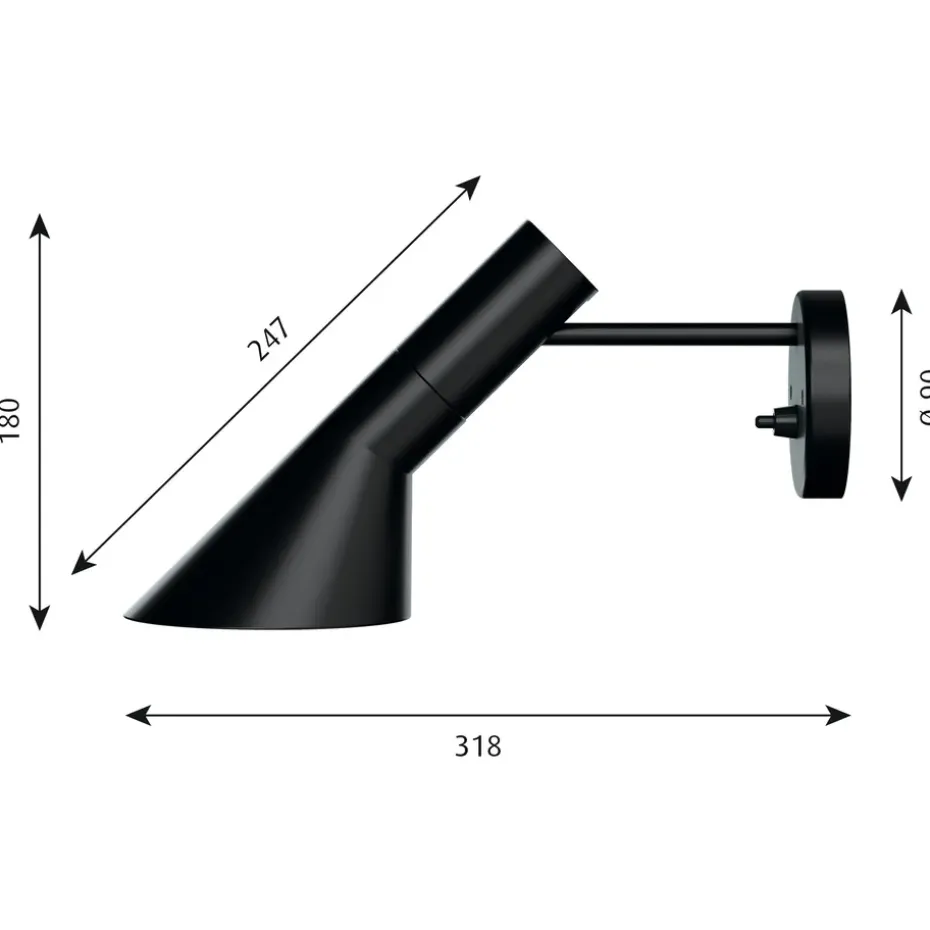 Lámpara de pared AJ, Negro