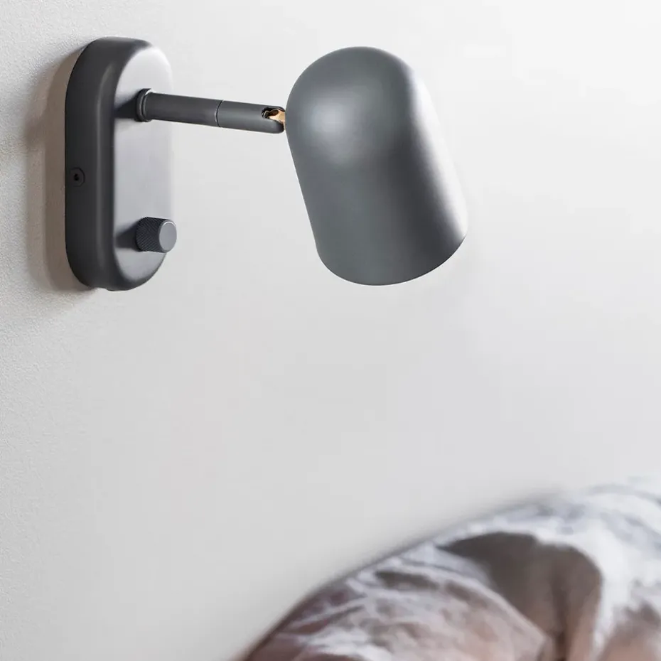 Lámpara de pared Buddy, instalación fija, gris oscuro