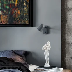 Lámpara de pared Buddy, instalación fija, gris oscuro