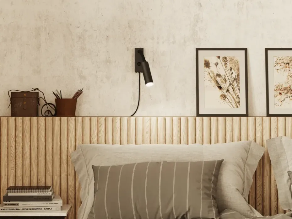 Lámpara de pared Cato Slim brazo flexible, negro mate