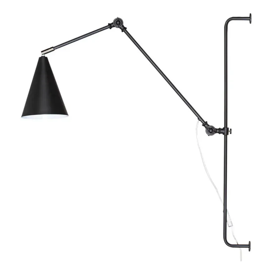 Lámpara de pared Yukon larga, Negro mate