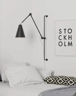 Lámpara de pared Yukon larga, Negro mate