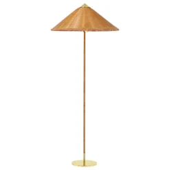 Lámpara de pie 9602, latón-wicker willow