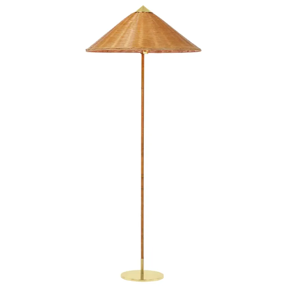 Lámpara de pie 9602, latón-wicker willow