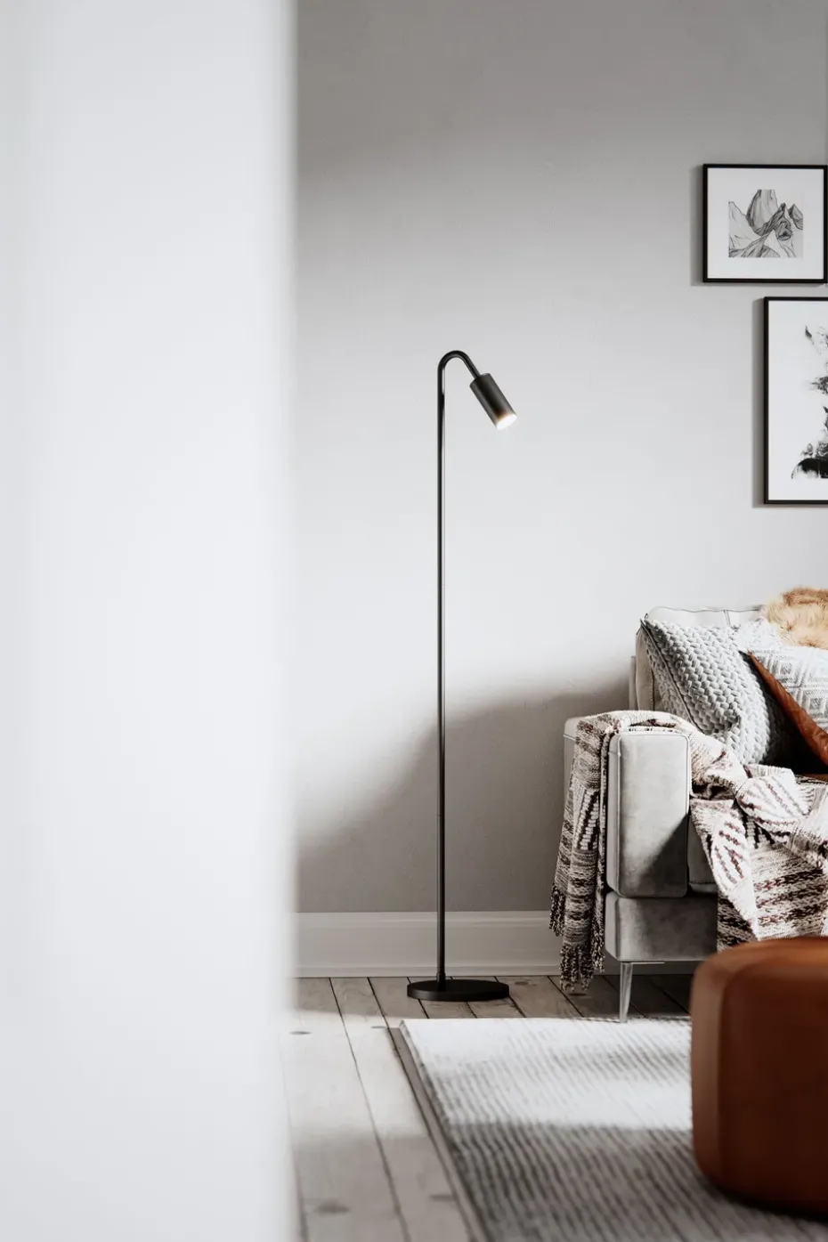 Lámpara de pie Curve 146 cm, Negro mate