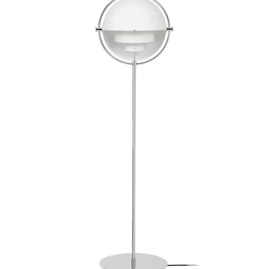 Lámpara de pie Multi-Lite, cromo-blanco