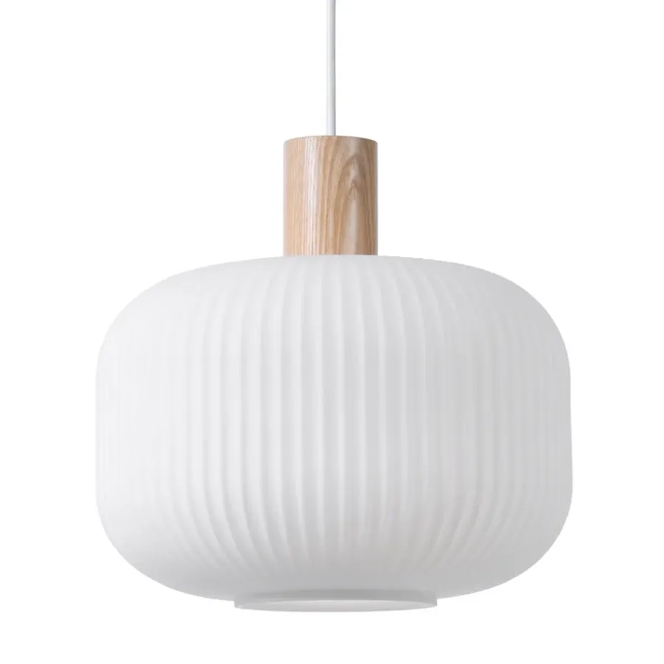 Lámpara de techo Fair Ø30 cm, Vidrio escarchado-fresno