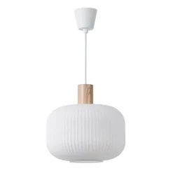 Lámpara de techo Fair Ø30 cm, Vidrio escarchado-fresno