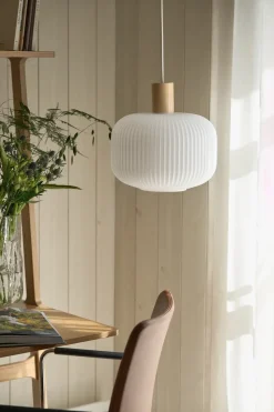 Lámpara de techo Fair Ø30 cm, Vidrio escarchado-fresno