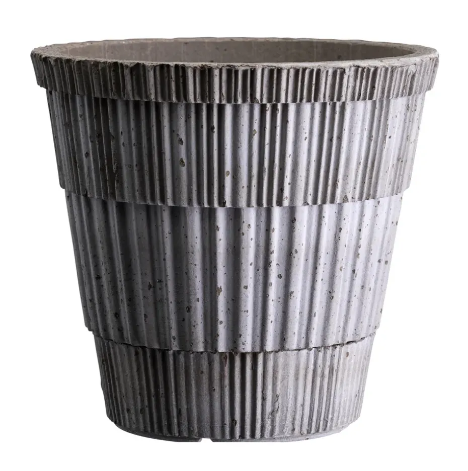 Maceta con plato Atlas raw, Grey, Ø16 cm