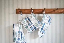 Manopla de horno Picknick estampado pequeño, Azul-beige