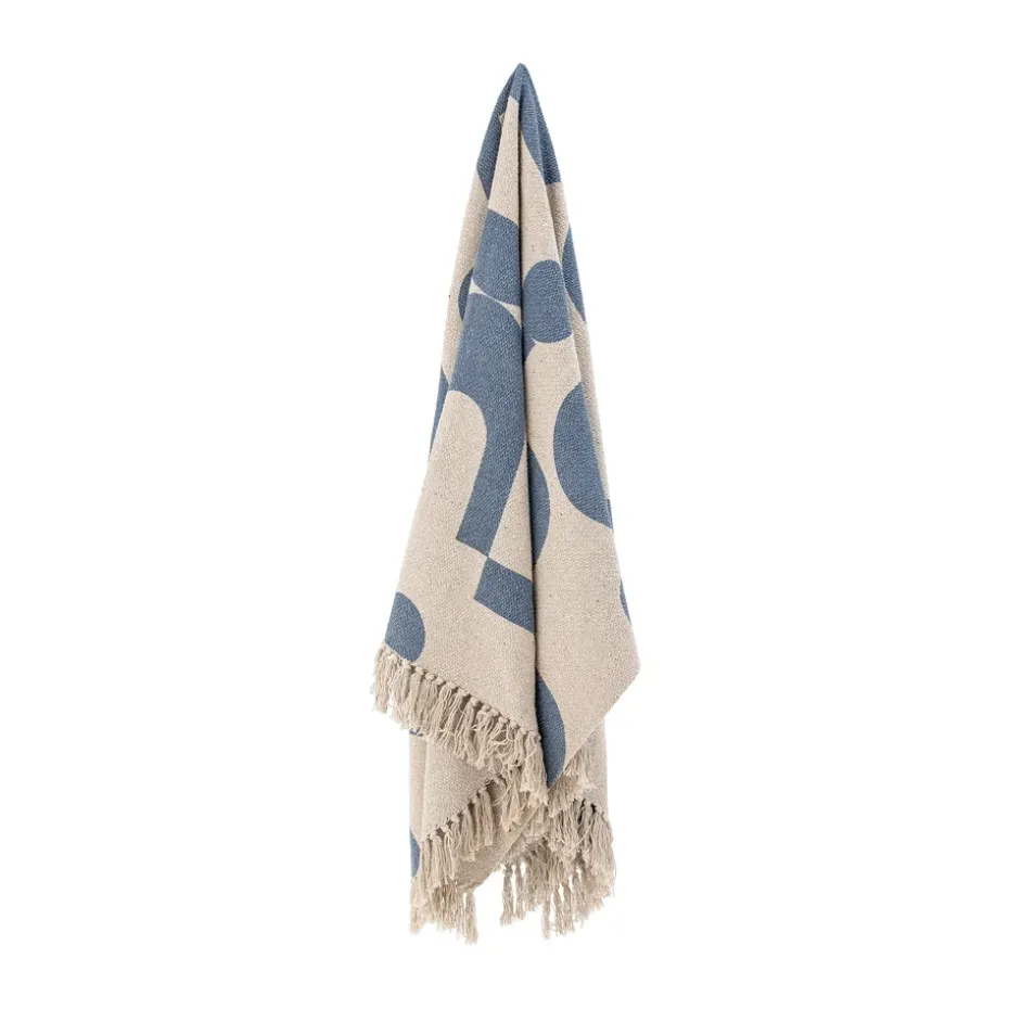 Manta de algodón Agno 130x160 cm, Beige-azul