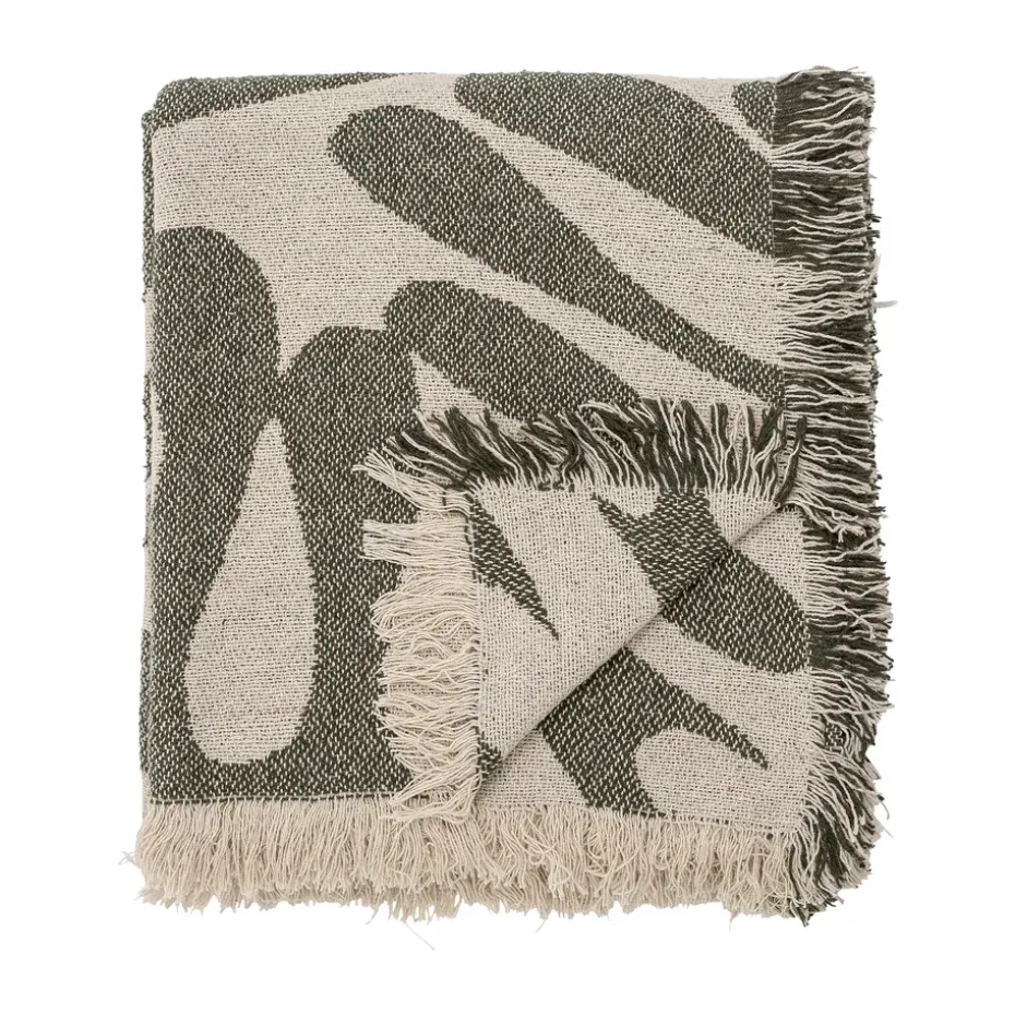 Manta de algodón Alk 130x160 cm, Beige-verde
