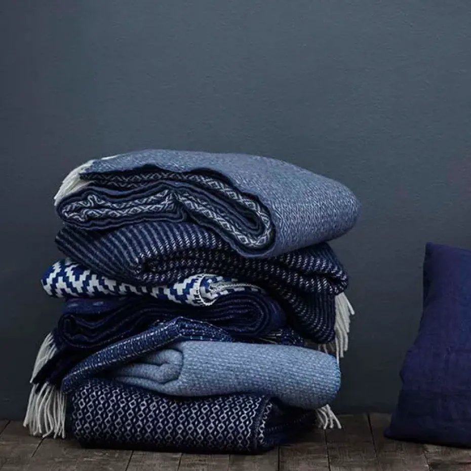 Manta de lana Chevron, Azul oscuro