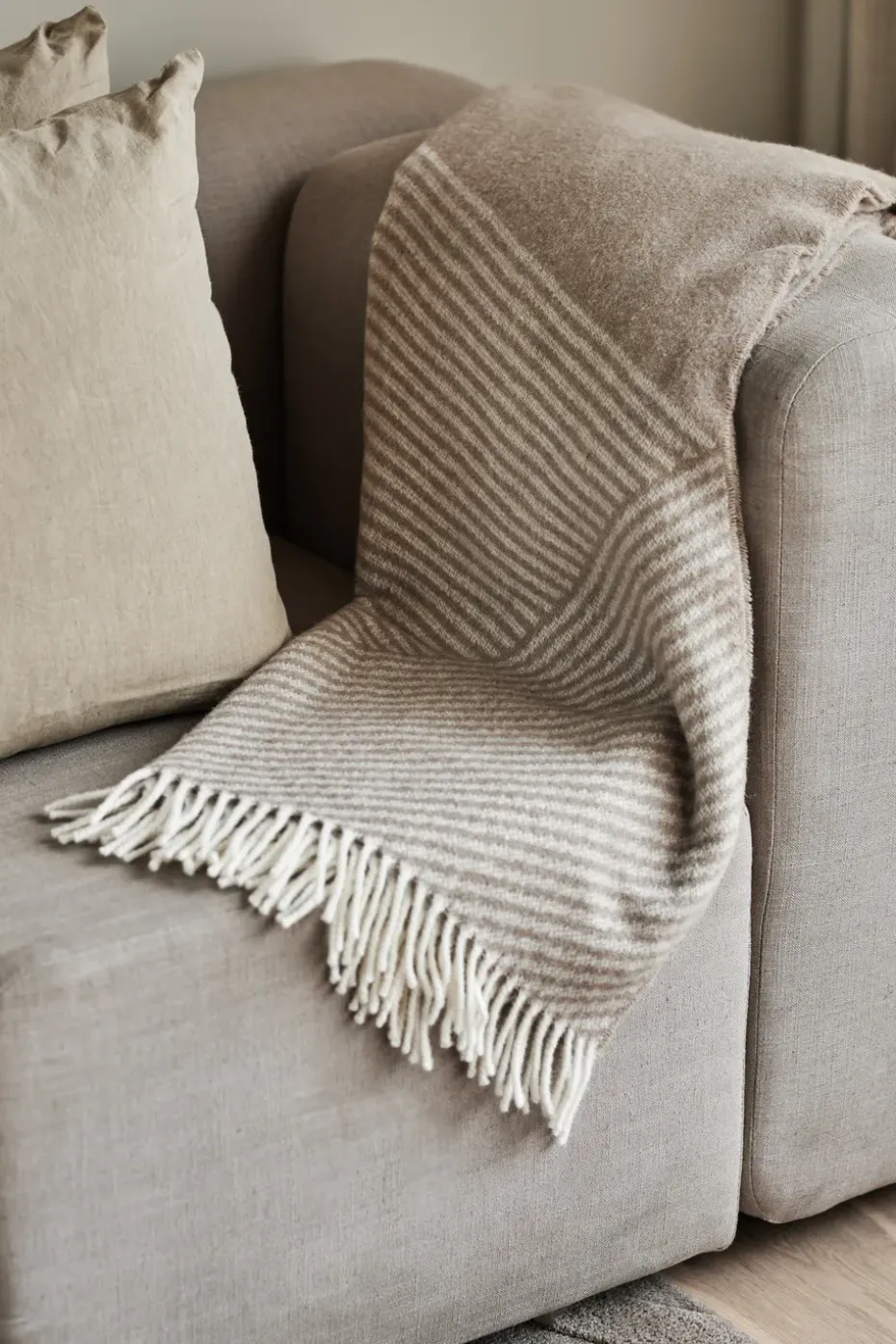 Manta de lana Stripes 130x185 cm, Beige