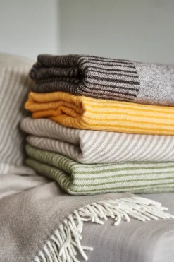 Manta de lana Stripes 130x185 cm, Beige