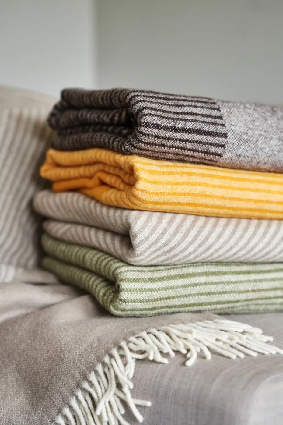 Manta de lana Stripes 130x185 cm, Beige