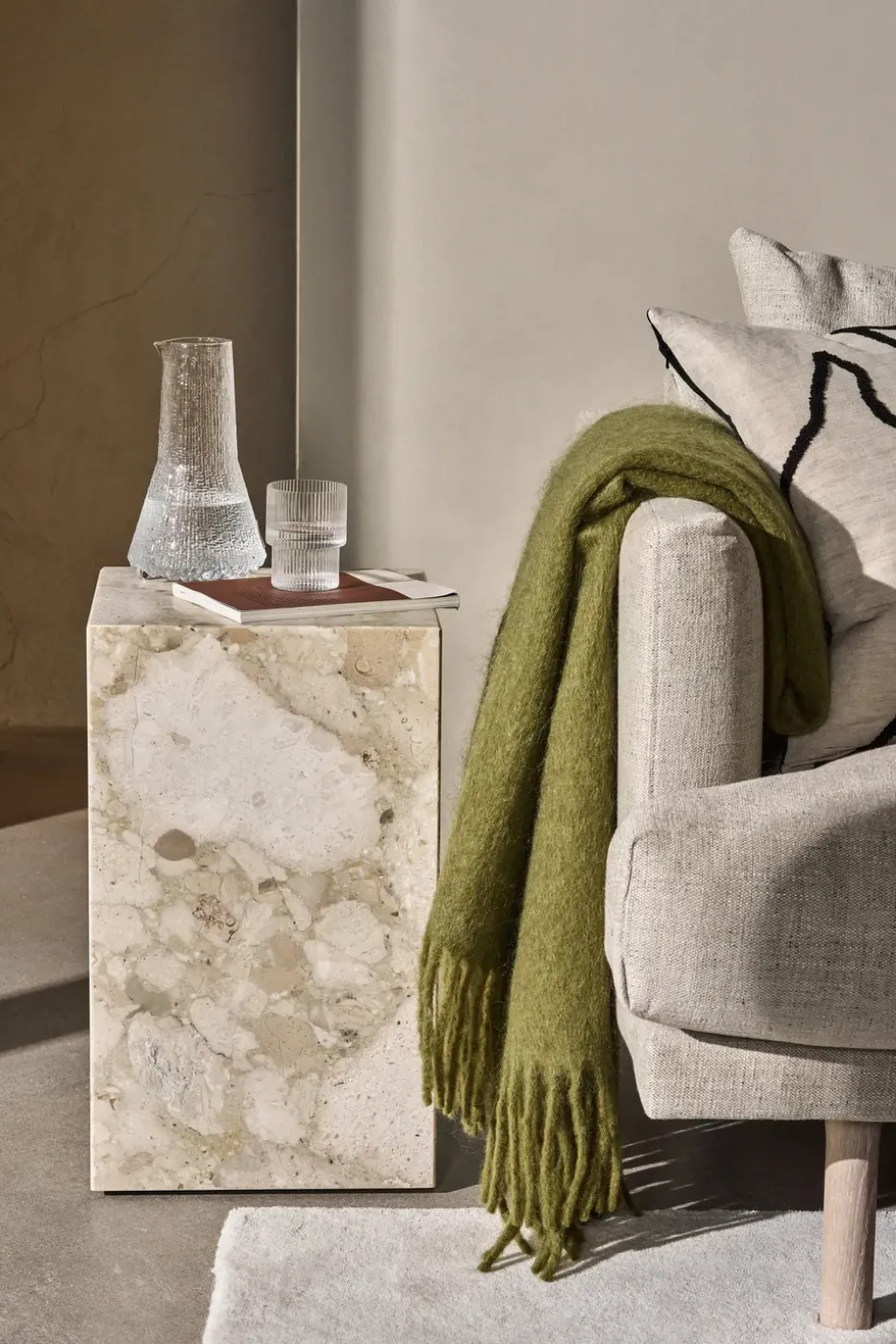 Manta Dune de mohair 130x170 cm, Olive