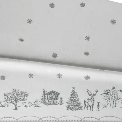 Mantel Julemorgen, Blanco-verde, 140x300 cm