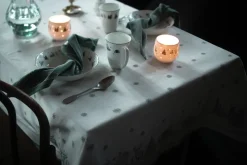 Mantel Julemorgen, Blanco-verde, 140x300 cm