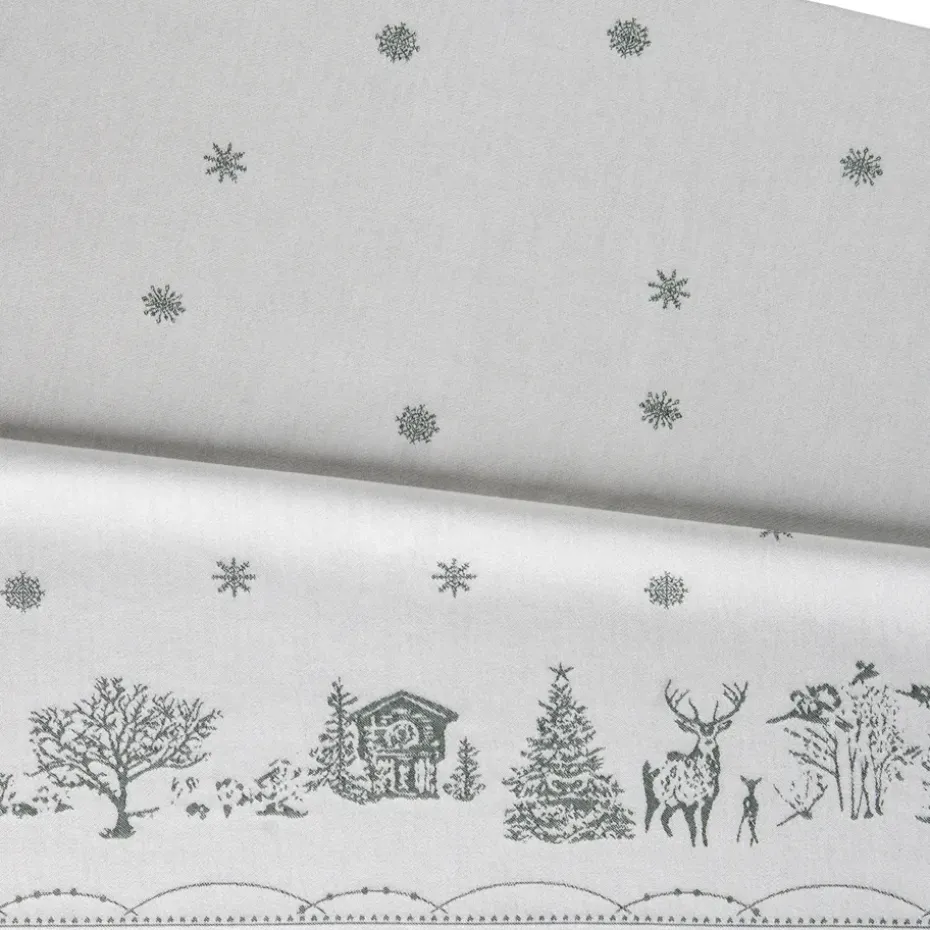 Mantel Julemorgen, Blanco-verde, 140x240 cm