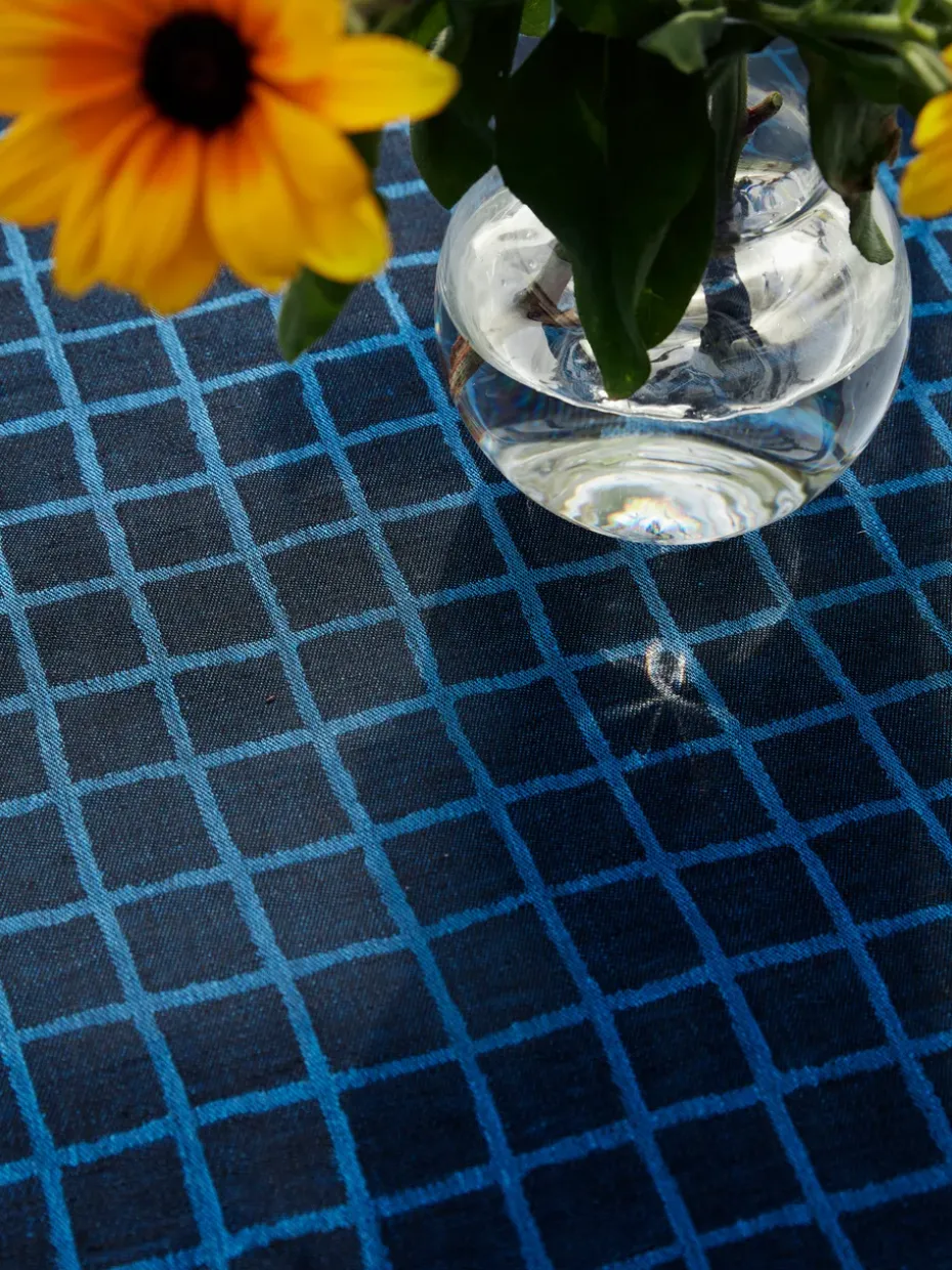 Mantel Rutig jacquard 147x147 cm, Blue-black