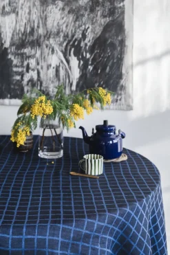 Mantel Rutig jacquard 147x147 cm, Blue-black