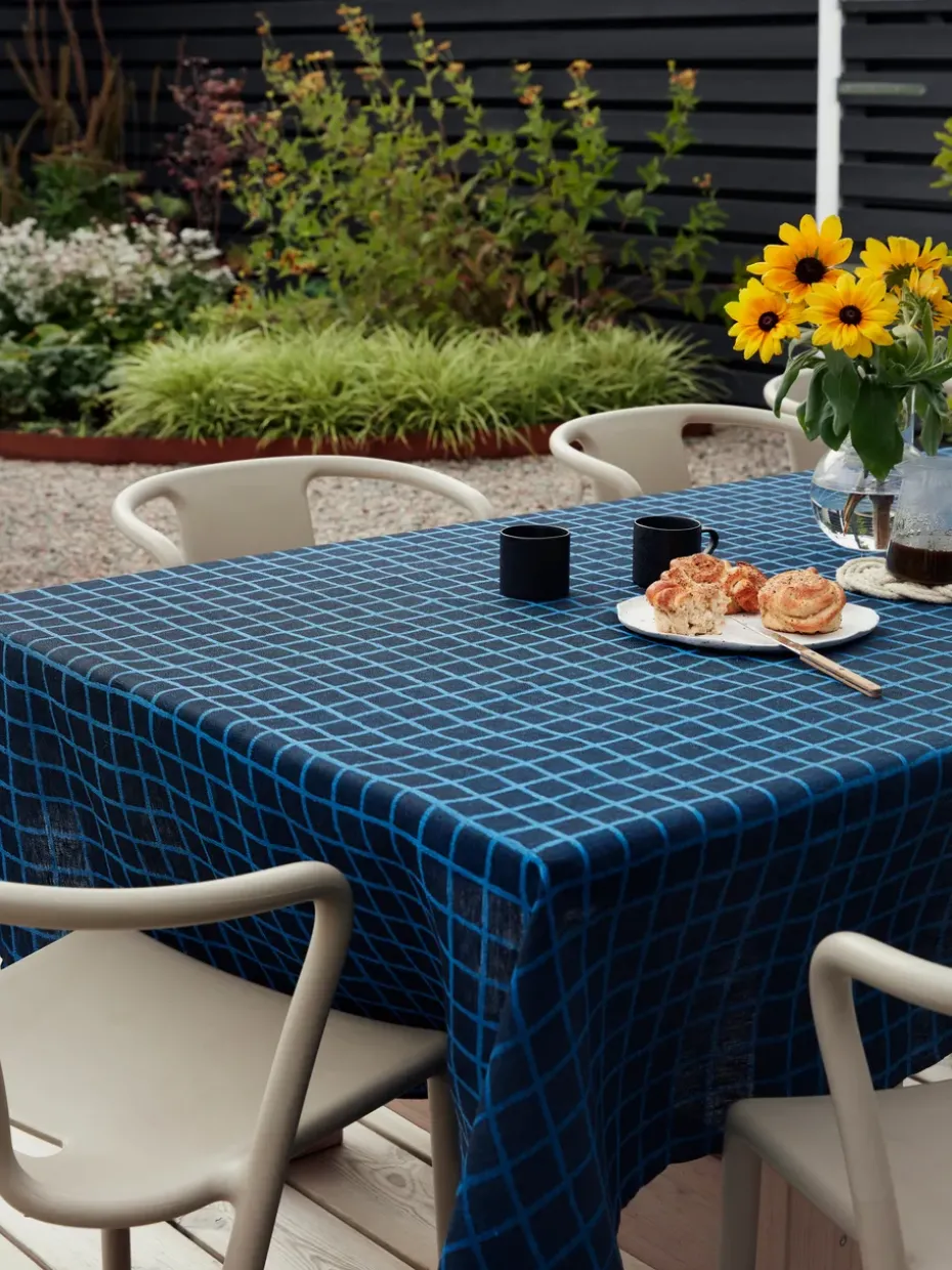 Mantel Rutig jacquard 147x147 cm, Blue-black