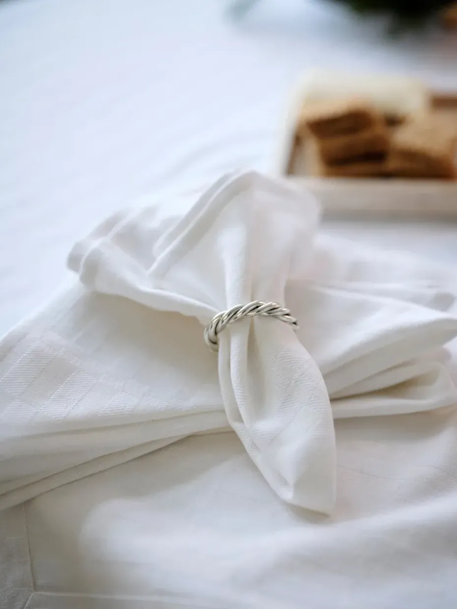 Mantel White jacquard cotton 150x250 cm, Blanco