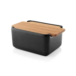 Mantequillera Nordic kitchen tapa de roble 10x15 cm, negro