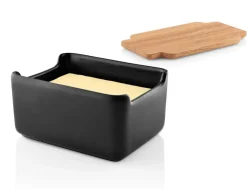 Mantequillera Nordic kitchen tapa de roble 10x15 cm, negro