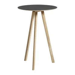 Mesa alta CPH20 2.0, Ø70 cm, Black linoleum-roble lacado