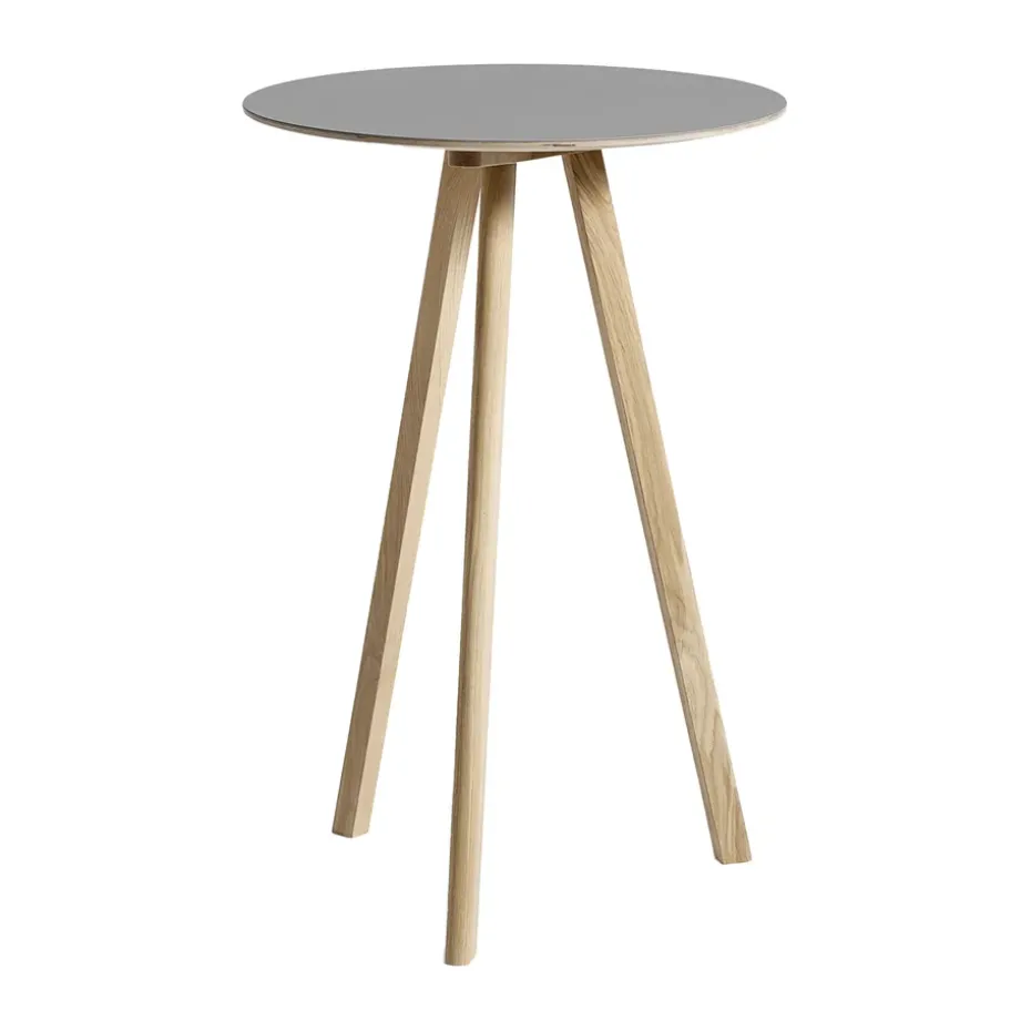 Mesa alta CPH20 2.0, Ø70 cm, Grey linoleum-roble lacado