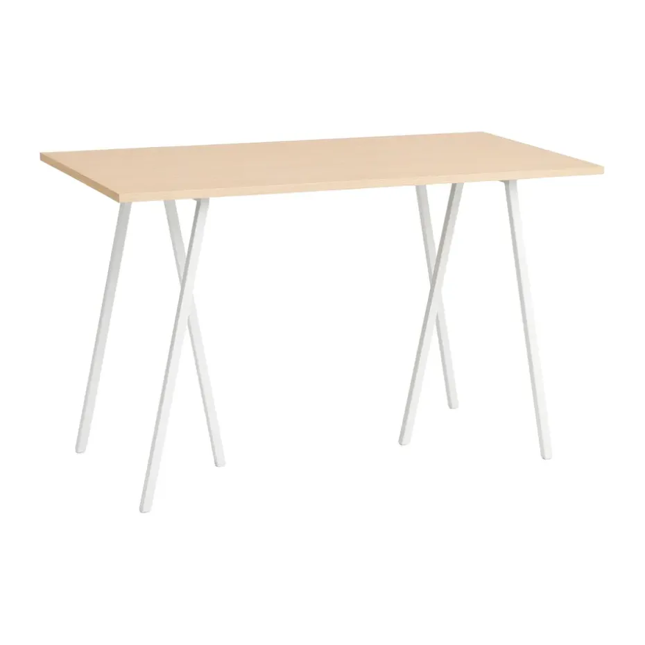 Mesa alta Loop Stand incl. support 77,5x160 cm, White-clear lacq. oak