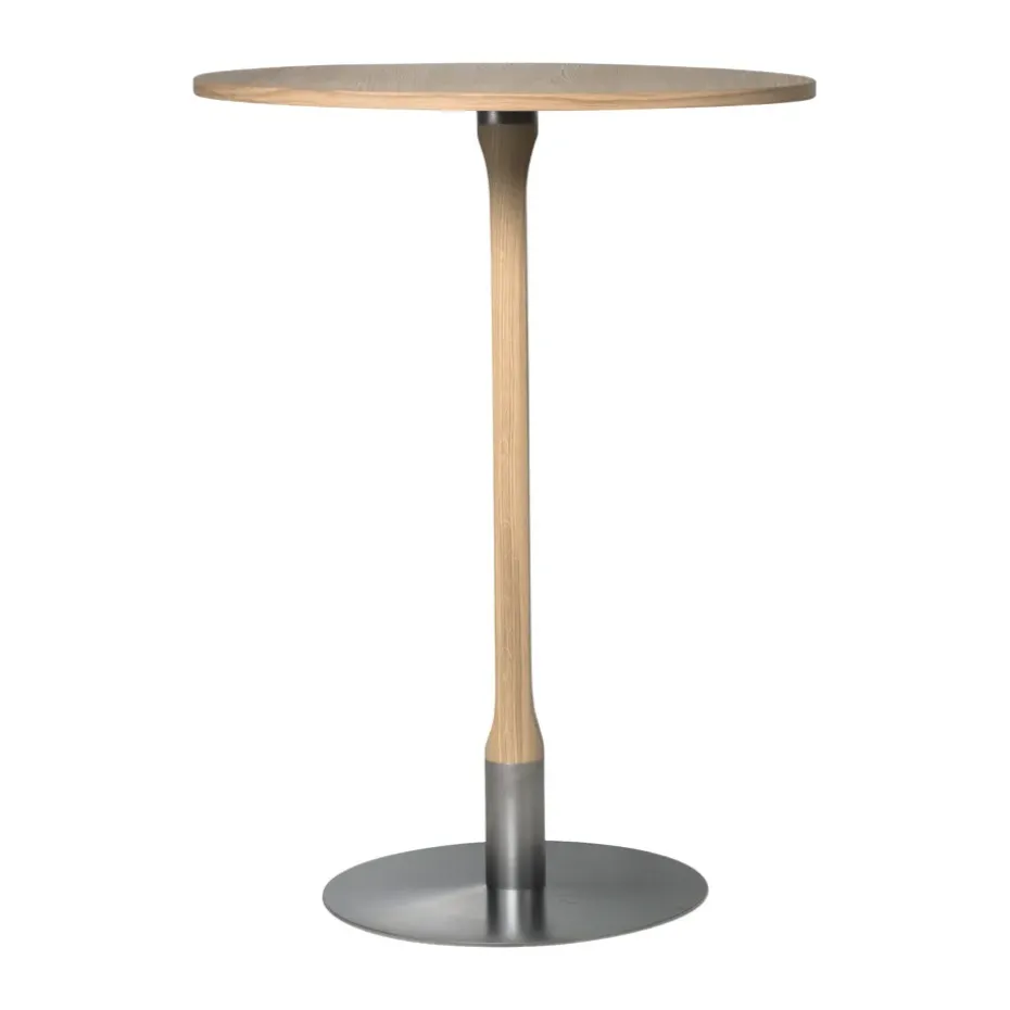 Mesa alta Rod Ø70 cm, Roble mate con acabado blanquecino