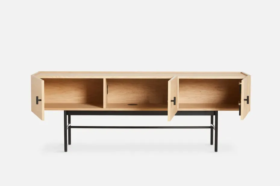 Mesa auxiliar Array baja, 150 cm, Roble pigmentado blanco