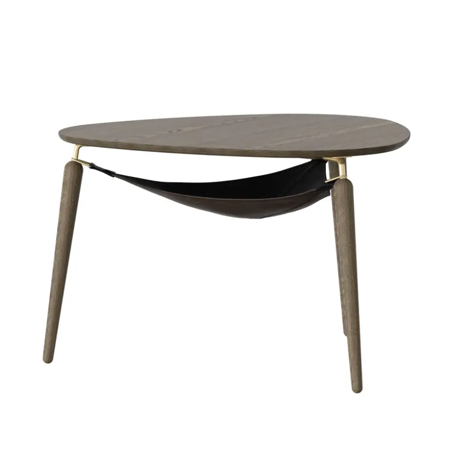 Mesa auxiliar Hang Out, Roble oscuro-latón