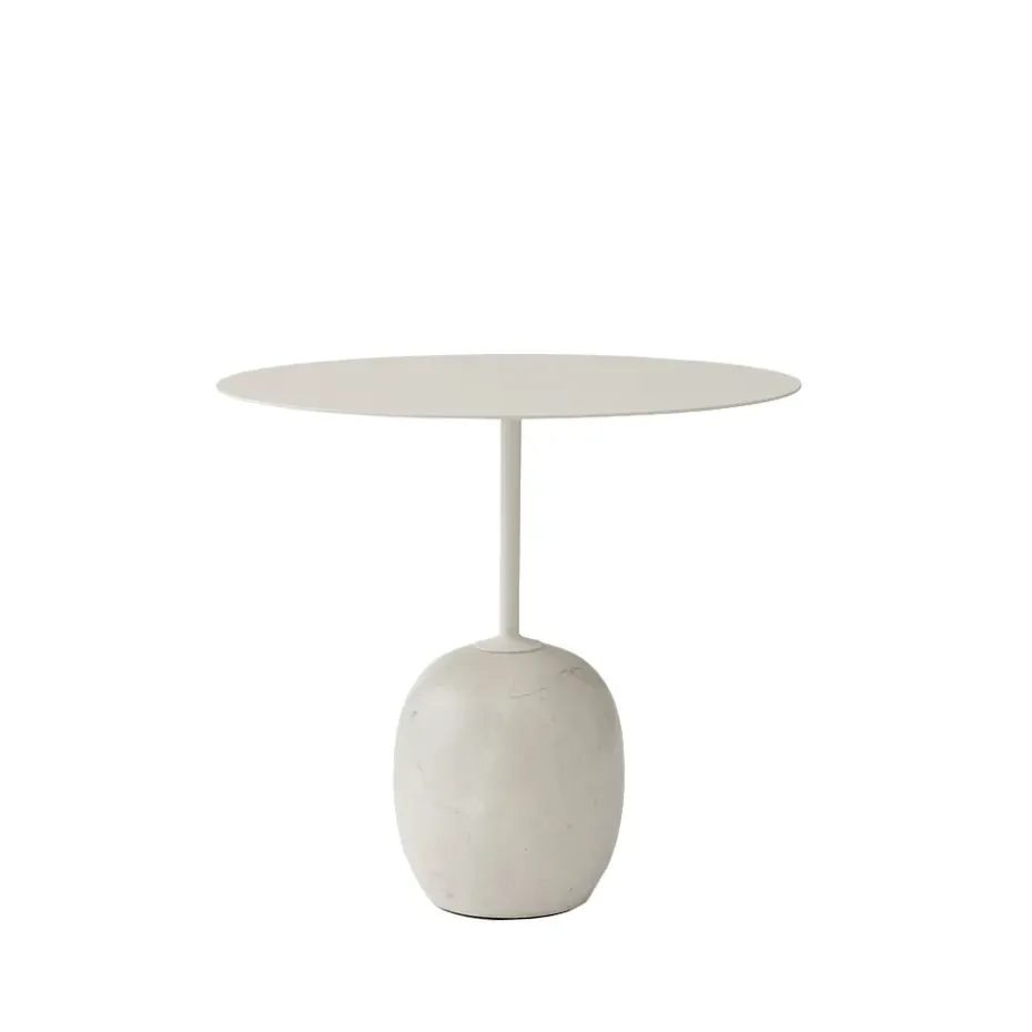 Mesa auxiliar Lato LN9, Blanco, mármol crema diva