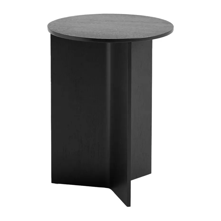 Mesa auxiliar Slit high Ø35 cm, Black lacquered oak