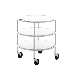 Mesa con ruedas Chicago I, Laminado blanco-cromo