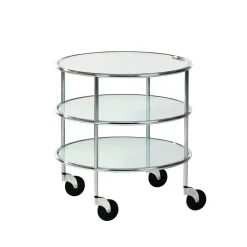 Mesa con ruedas Chicago I, Vidrio esmerilado-cromo