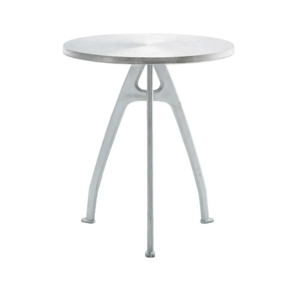 Mesa de café Odd, Aluminio, soporte de aluminio en bruto, borde liso