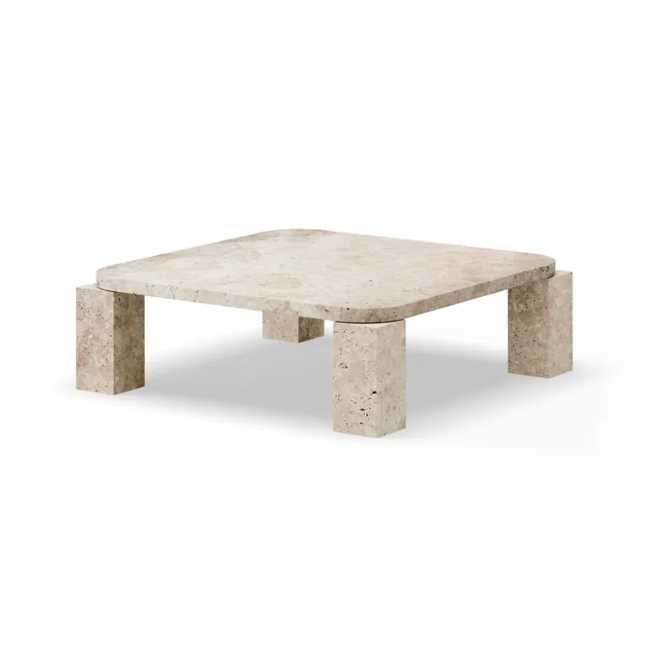 Mesa de centro Atlas 82x82 cm, Travertino sin relleno