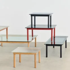 Mesa de centro Kofi, Oak-ribbed glass, 60 cm