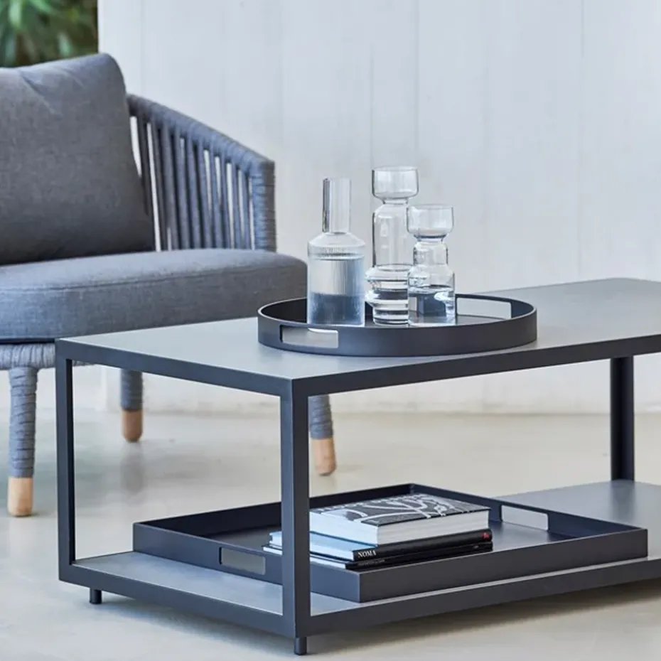 Mesa de centro Level cerámica 79x79 cm, Light grey-white