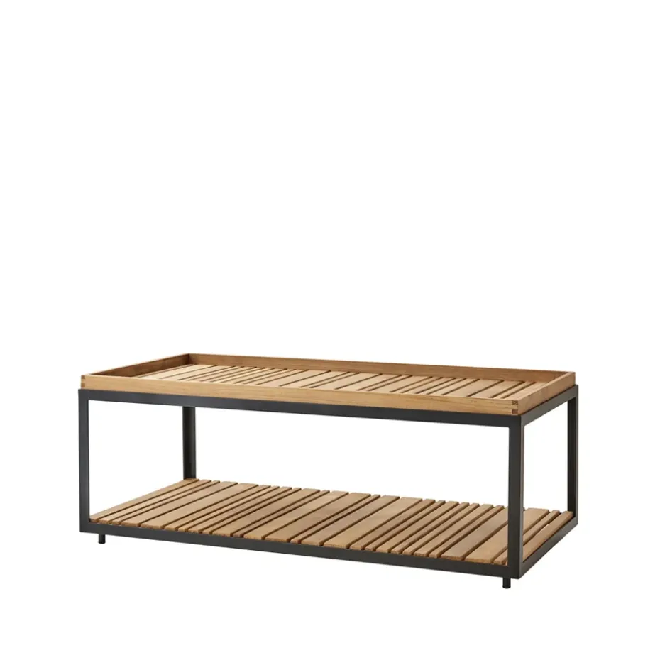 Mesa de centro Level teca 62x122 cm, Lava grey