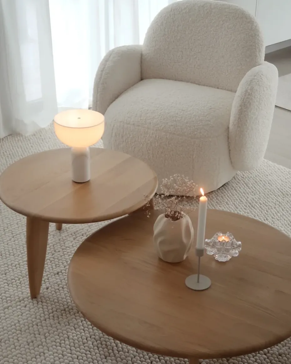 Mesa de centro Lyckeby Ø80x29 cm, Naturlackad ek