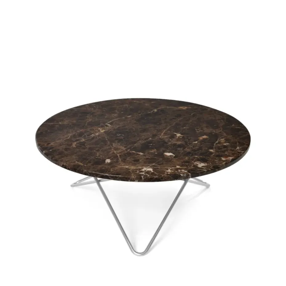 Mesa de centro O Table, marrón mármol, estructura de acero inoxidable