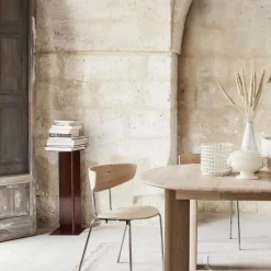 Mesa de comedor Bevel Extendable, Roble blanco aceitado, incluye 2 hoja de extensión