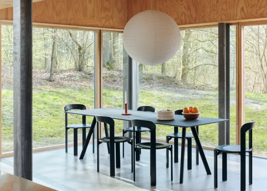 Mesa de comedor CPH30 2.0, 90x200 cm, Negro-chapa de roble lacada en negro